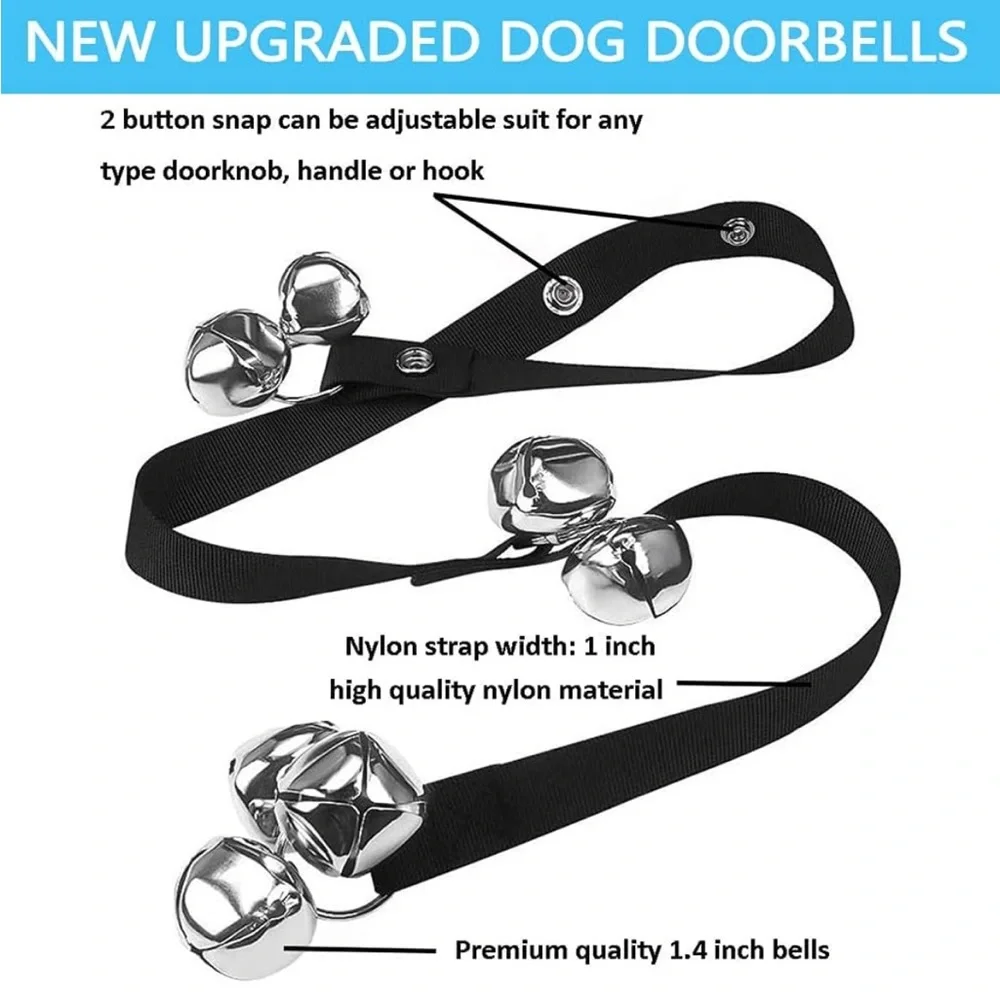 Dog Doorbell Training Strap with Silver Bells (set of two)